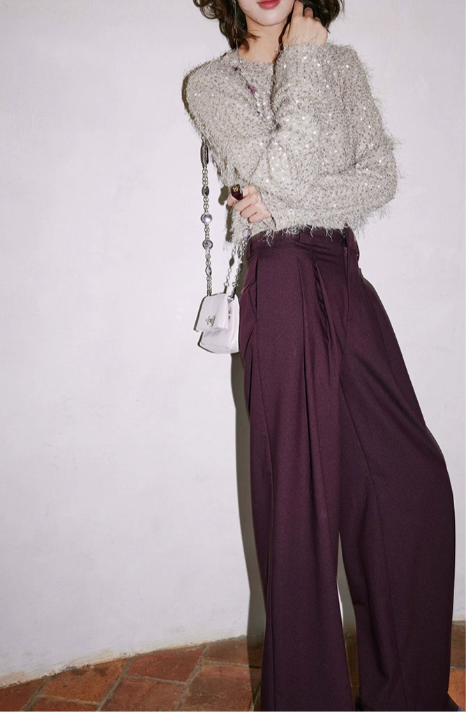 Dark Burgundy Wide Leg Suit Pants / ダークバーガンディ ワイドスーツパンツ