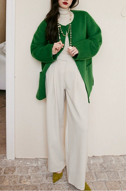 High Waist Pleated Wide Leg Pants / ハイウエストタックワイドパンツ