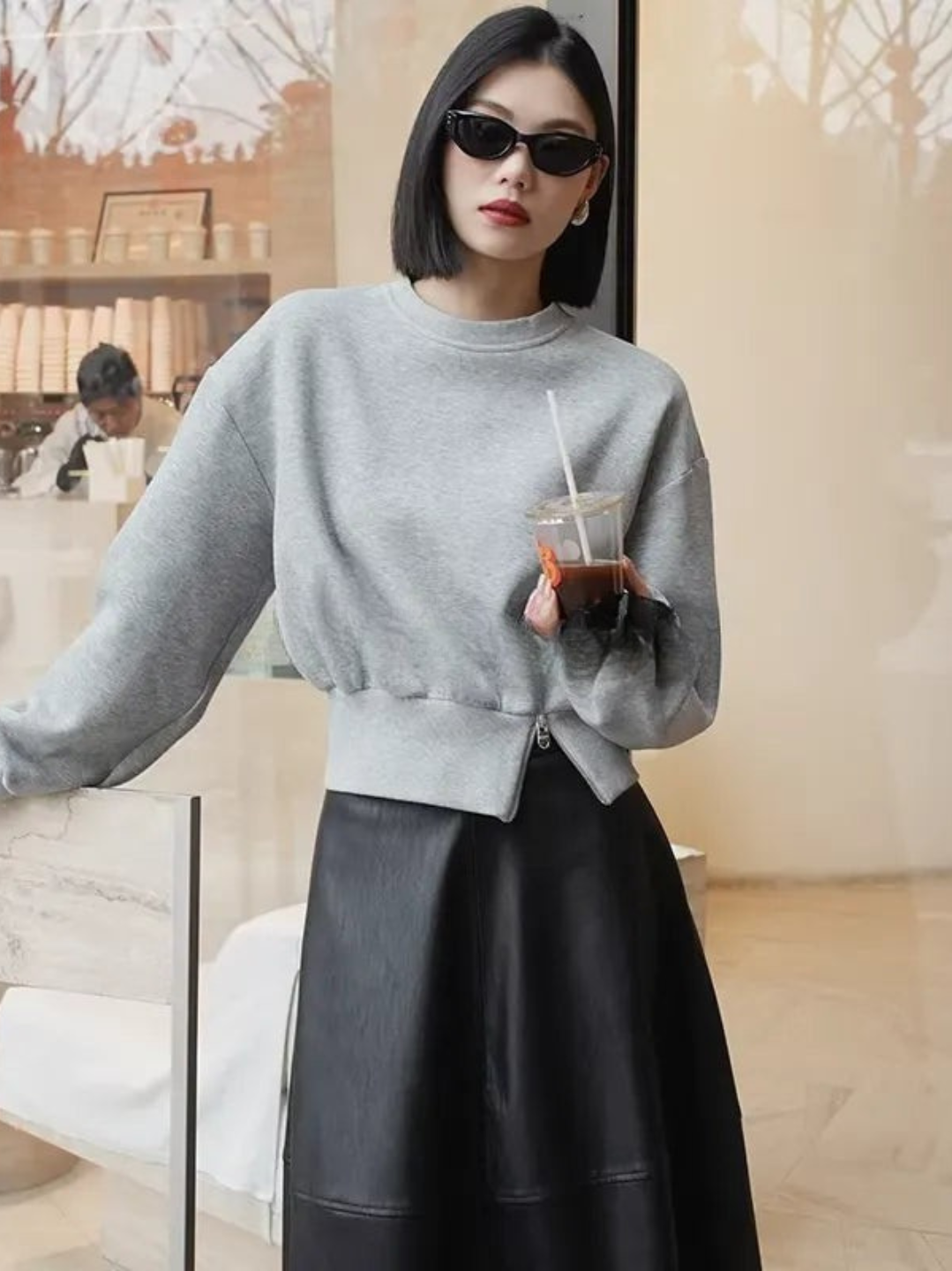 Zip Hem Sweat Top