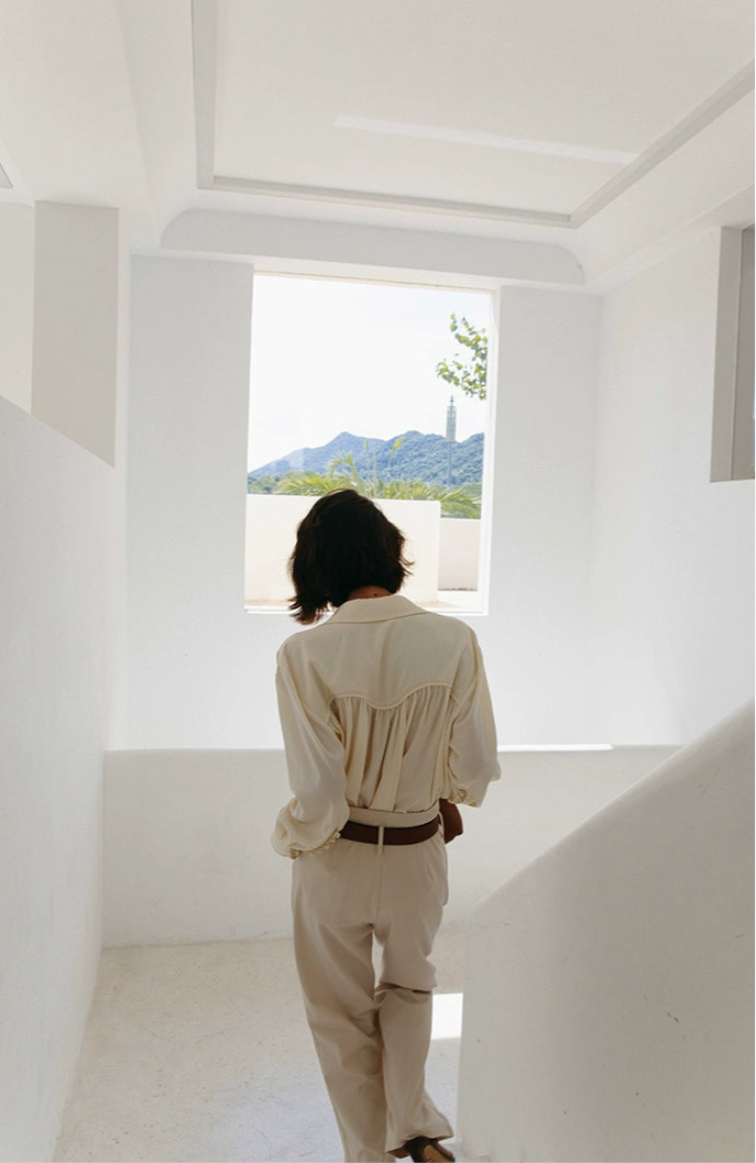 Gold Button Gather Blouse / ゴールドボタンギャザーブラウス