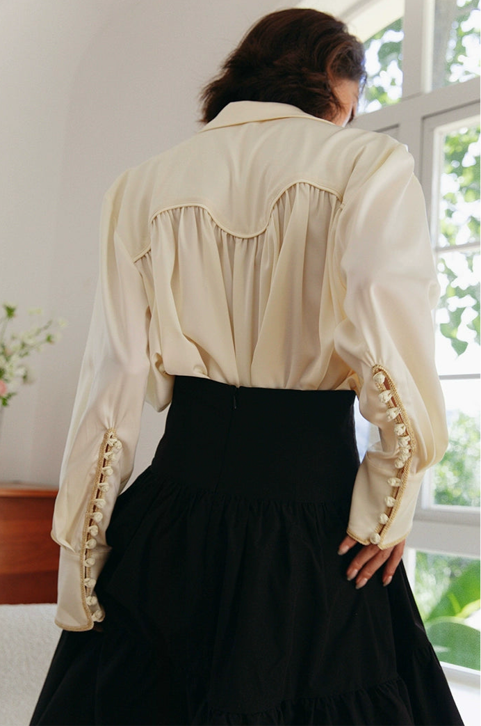 Gold Button Gather Blouse / ゴールドボタンギャザーブラウス