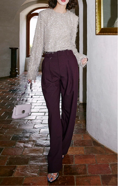 Dark Burgundy Wide Leg Suit Pants / ダークバーガンディ ワイドスーツパンツ