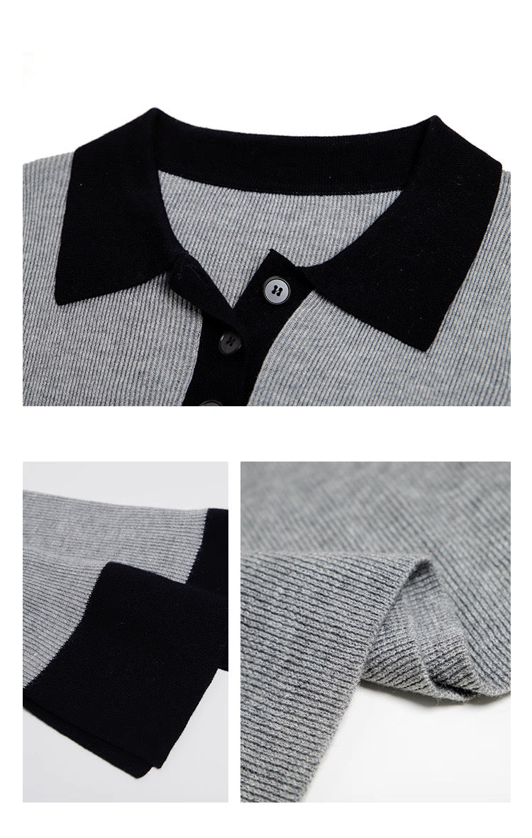 Chic Contrast Collar Knit / シックコントラストカラーニット