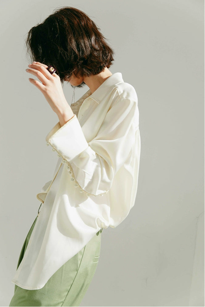 Gold Button Gather Blouse / ゴールドボタンギャザーブラウス