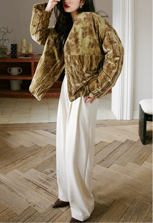 High Waist Pleated Wide Leg Pants / ハイウエストタックワイドパンツ
