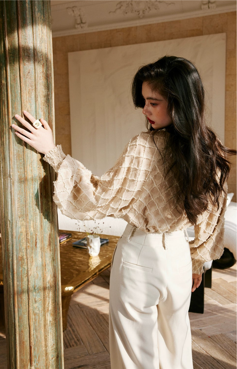 High Waist Pleated Wide Leg Pants / ハイウエストタックワイドパンツ