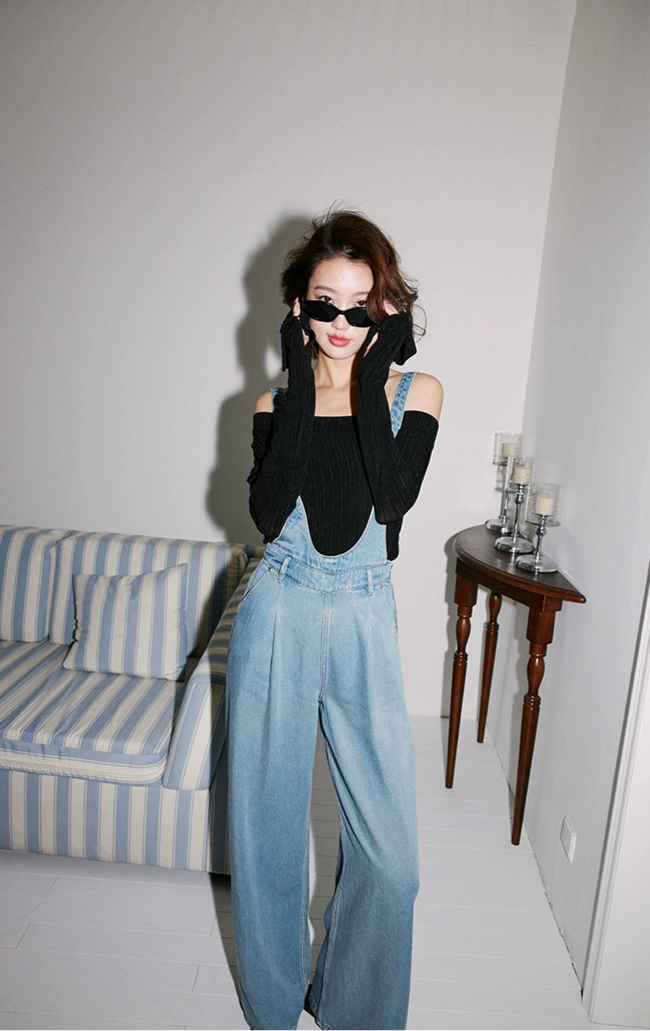 Slim Off-Shoulder Rib Knit Top / スリムオフショルダーリブニット