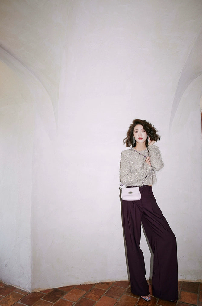 Dark Burgundy Wide Leg Suit Pants / ダークバーガンディ ワイドスーツパンツ