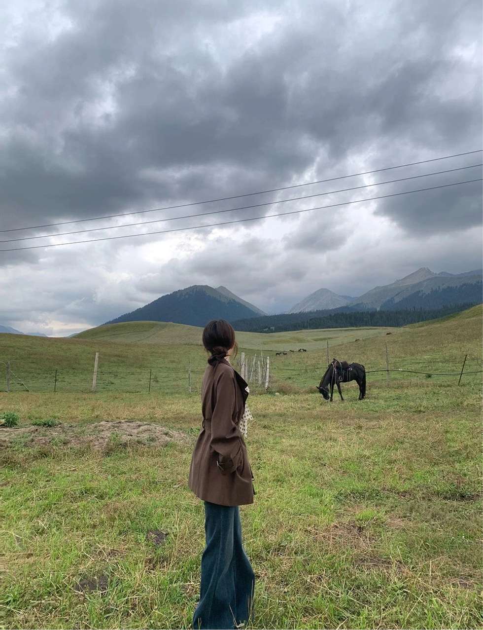 Silk Blend Belted Trench Coat/ シルクブレンドベルテッドトレンチコート