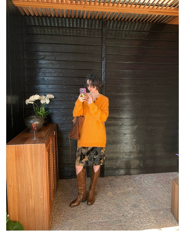 Alpaca Blend Henley Knit / アルパカブレンドヘンリーニット