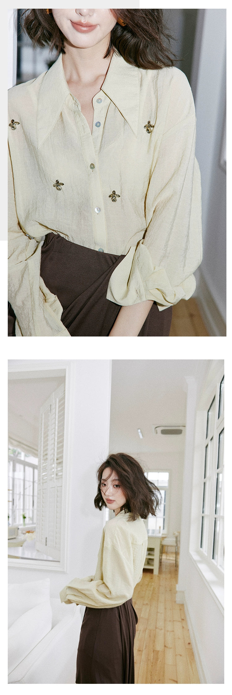 Crystal Accent Blouse / クリスタルポイントブラウス