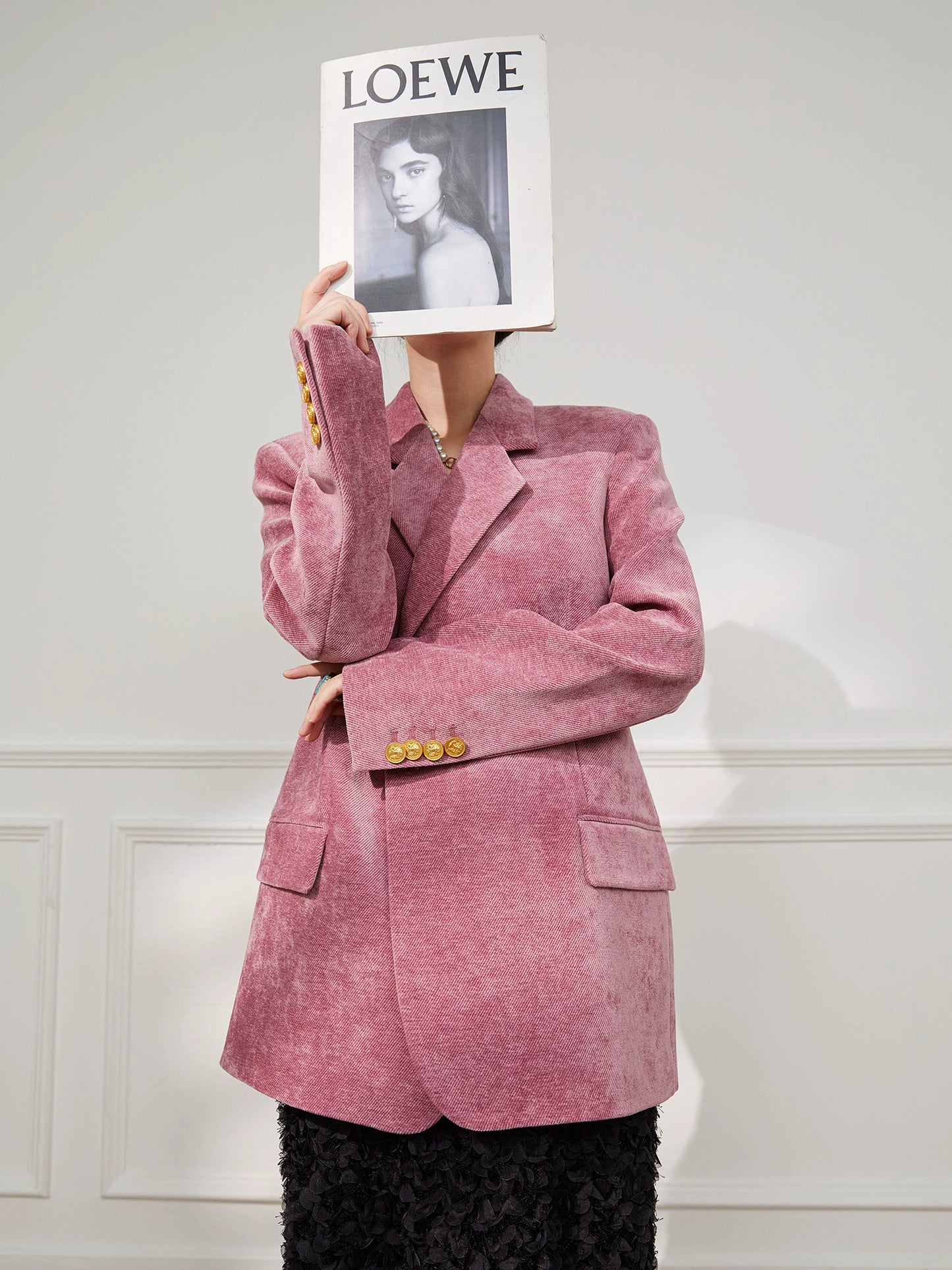 Velour Touch Pink Tailored Jacket / ベロアタッチ ピンクテーラードジャケット