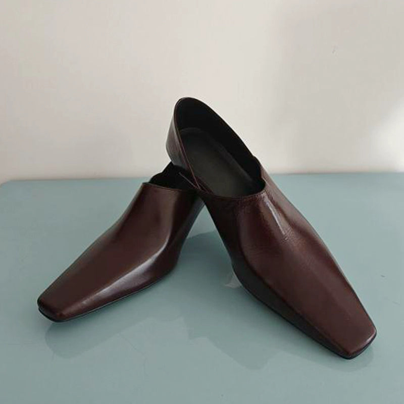 Square Toe Leather Mules / スクエアトゥレザーミュール