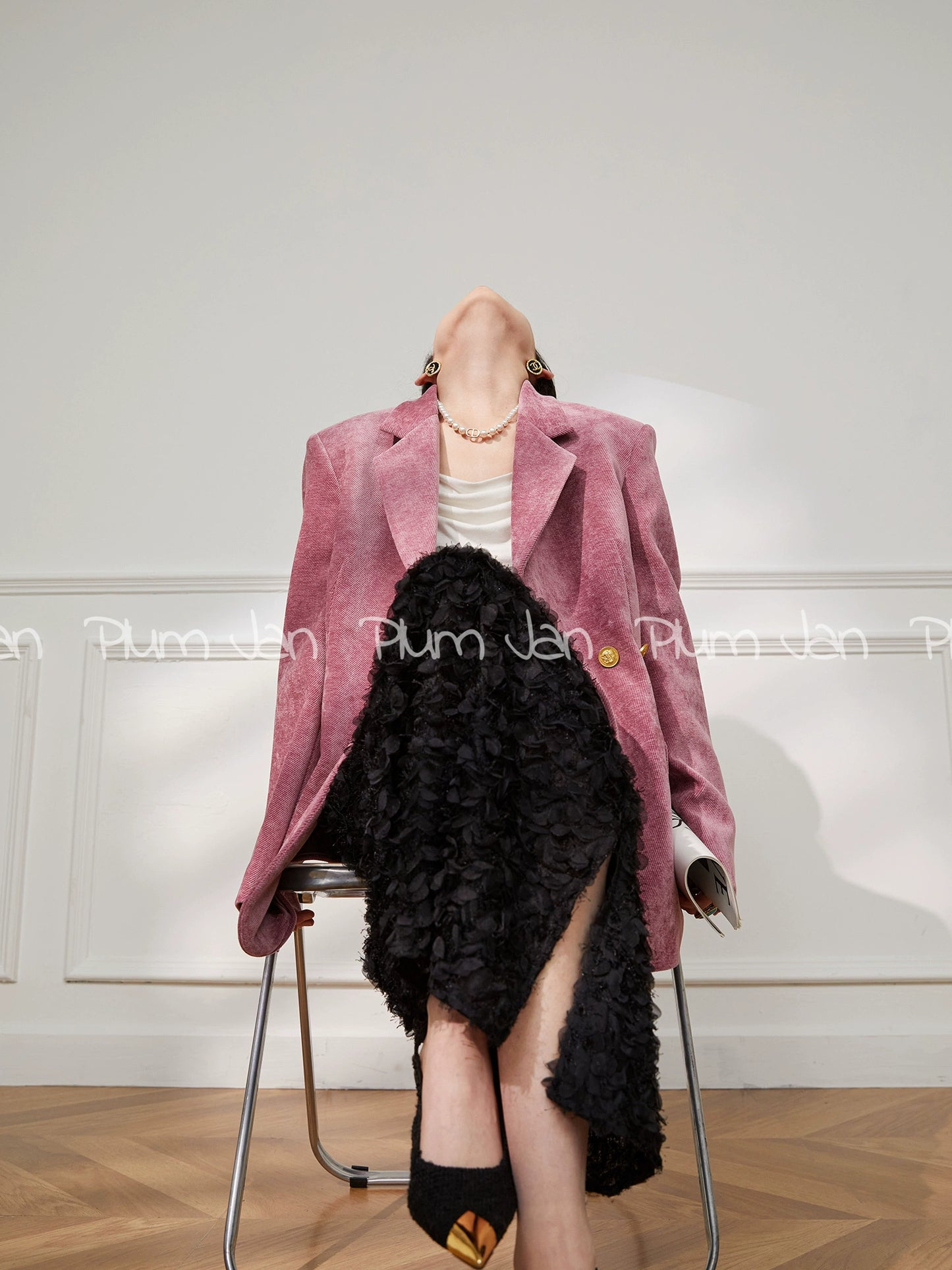 Velour Touch Pink Tailored Jacket / ベロアタッチ ピンクテーラードジャケット