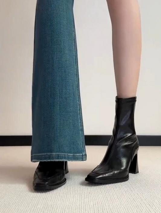 Square Toe Block Heel Boots / スクエアトゥ ブロックヒールブーツ