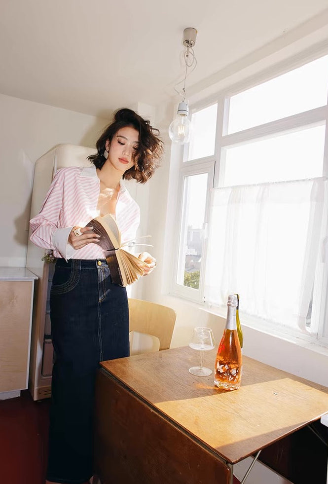 Wide Cuff Pink Cleric Shirt / ワイドカフ ピンククレリックシャツ