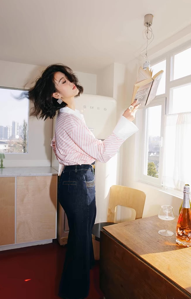 Wide Cuff Pink Cleric Shirt / ワイドカフ ピンククレリックシャツ