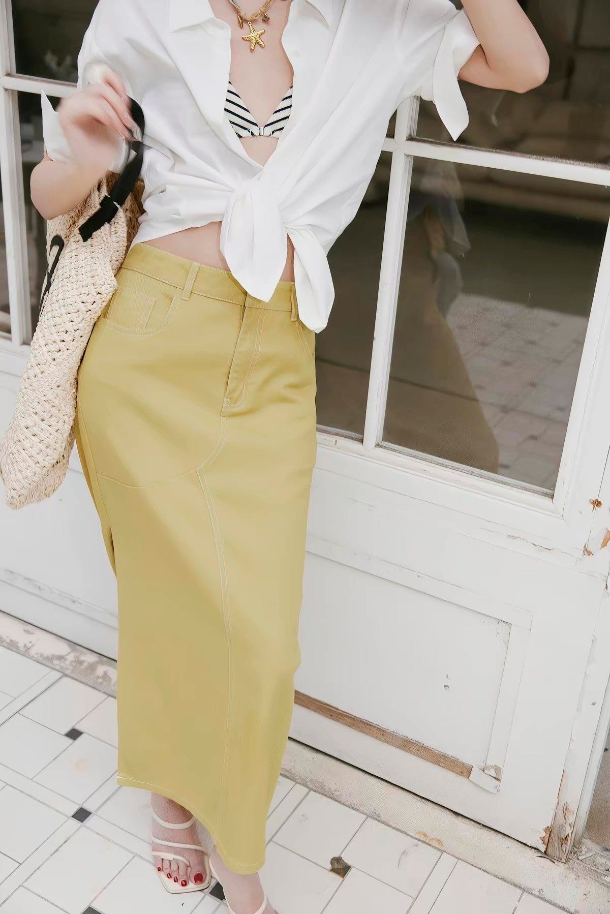 Butter Yellow Denim Skirt