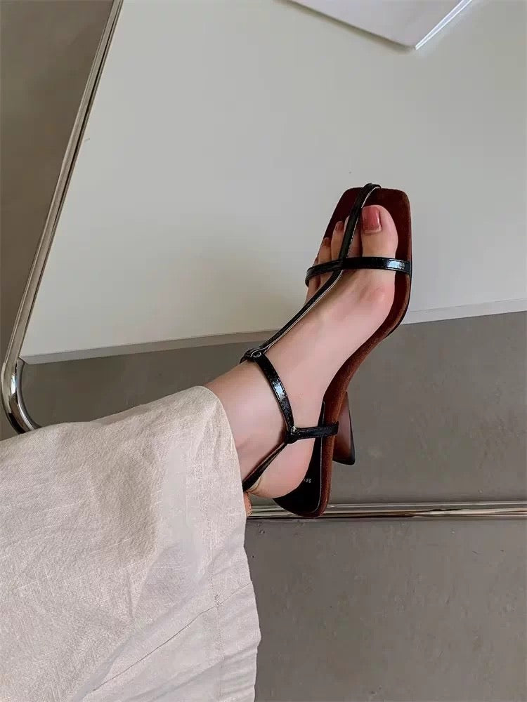 T-Strap Minimal Heel Sandals