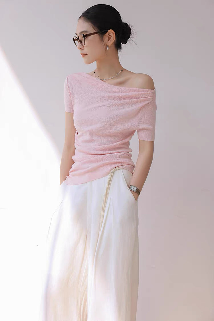 One shoulder summer knit