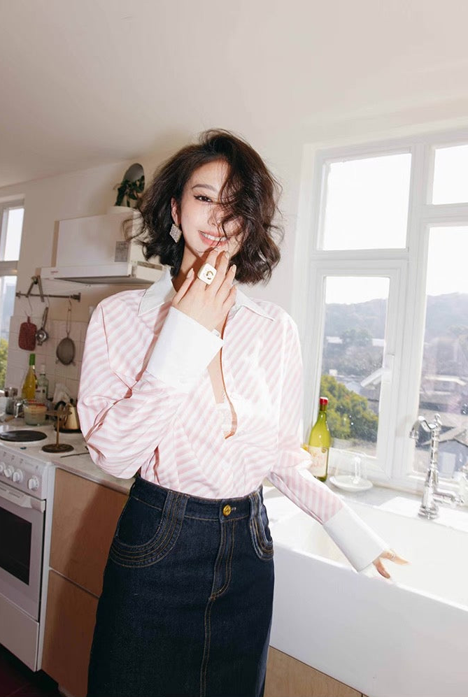 Wide Cuff Pink Cleric Shirt / ワイドカフ ピンククレリックシャツ