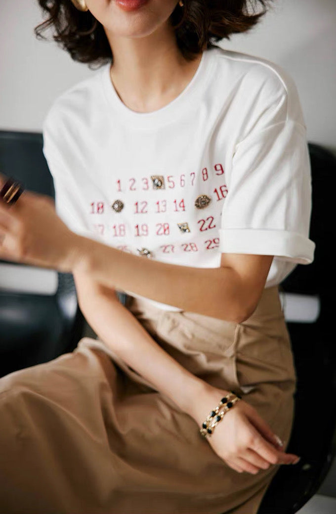 Calendar Motif T-Shirt