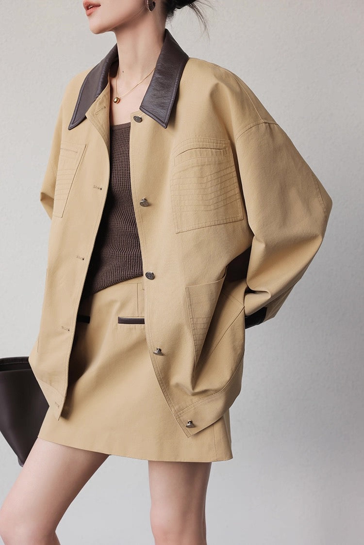 Contrast Collar Utility Jacket