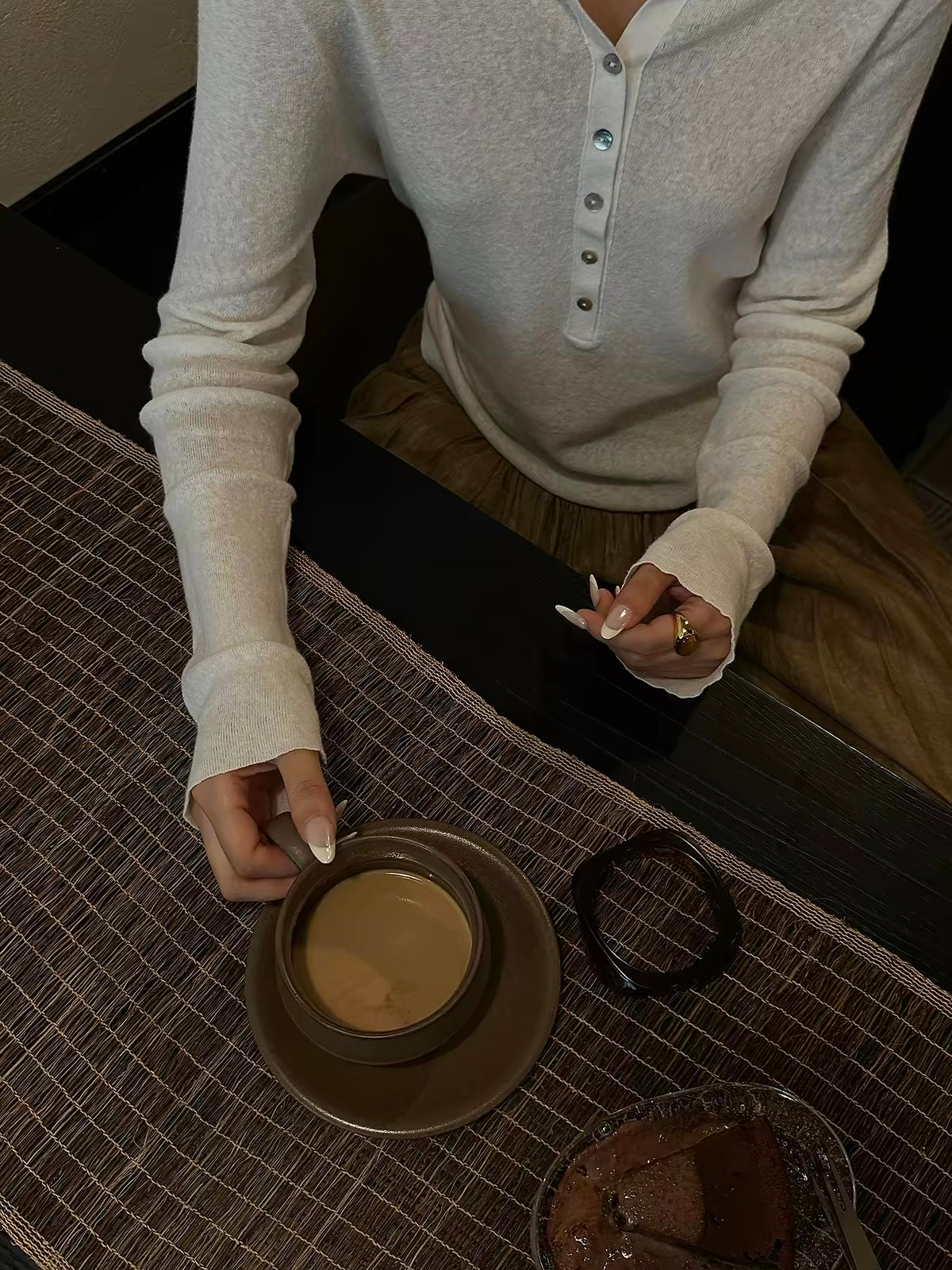 Linen Blend Button Knit Top
