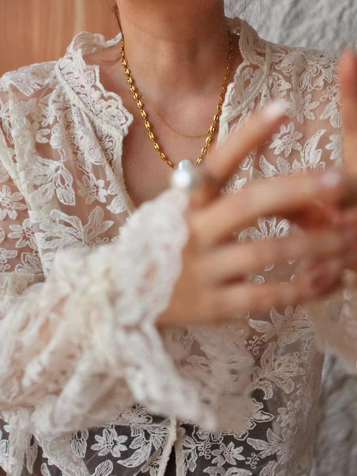 Sheer Lace Layered Blouse