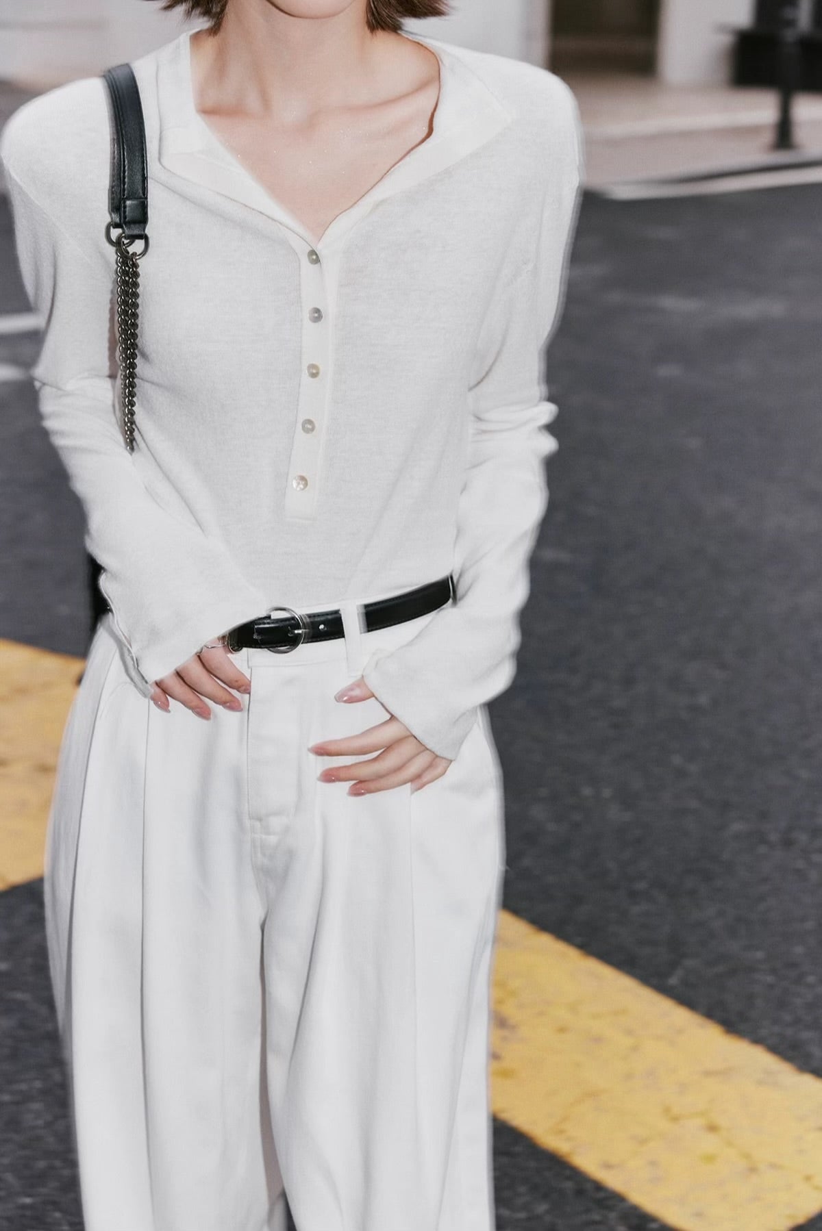 Linen Blend Button Knit Top