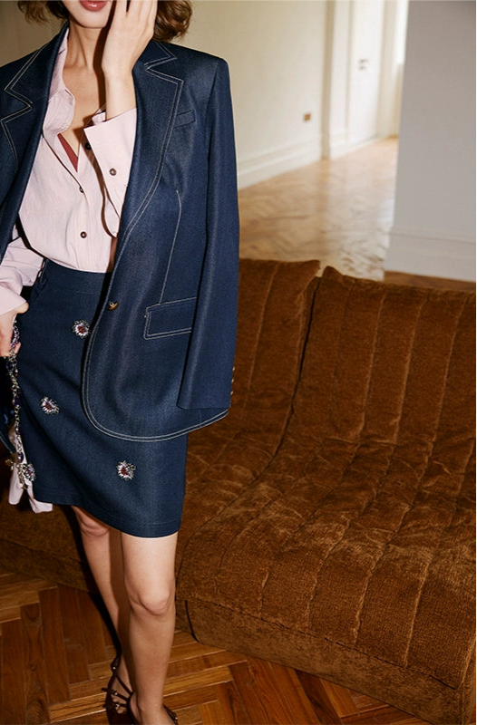 Beaded Denim Mini Skirt / ビーズデニムミニスカート