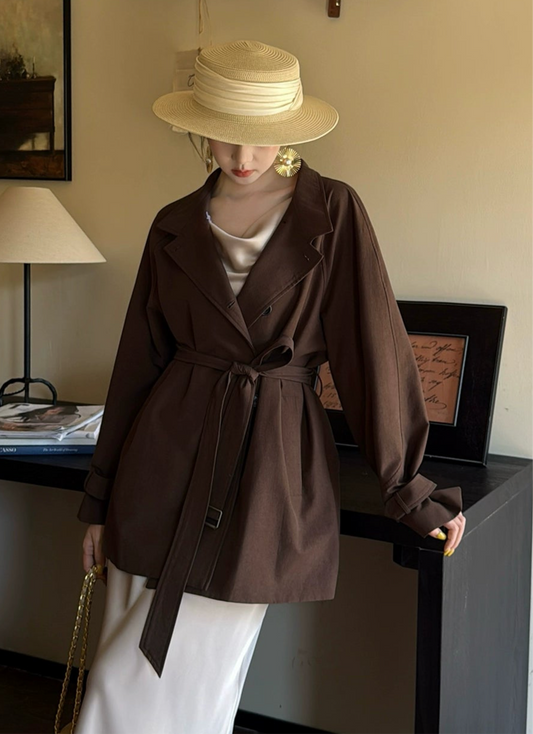 Silk Blend Belted Trench Coat/ シルクブレンドベルテッドトレンチコート