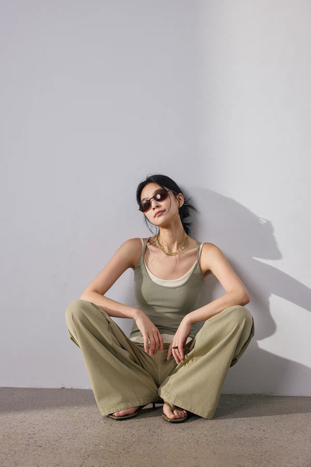 Soft Olive Wide Leg Pants