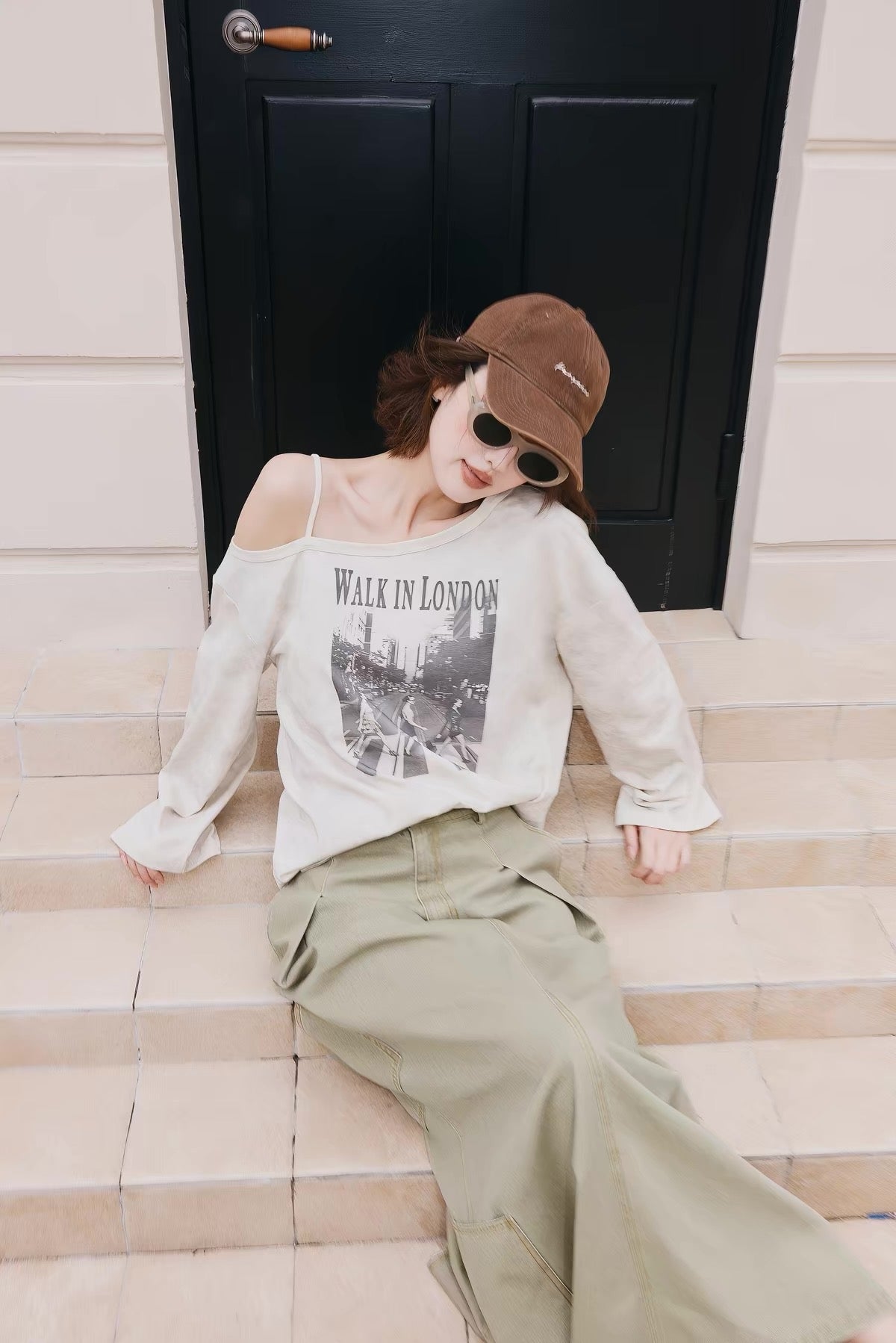 A Line Cargo Denim Skirt