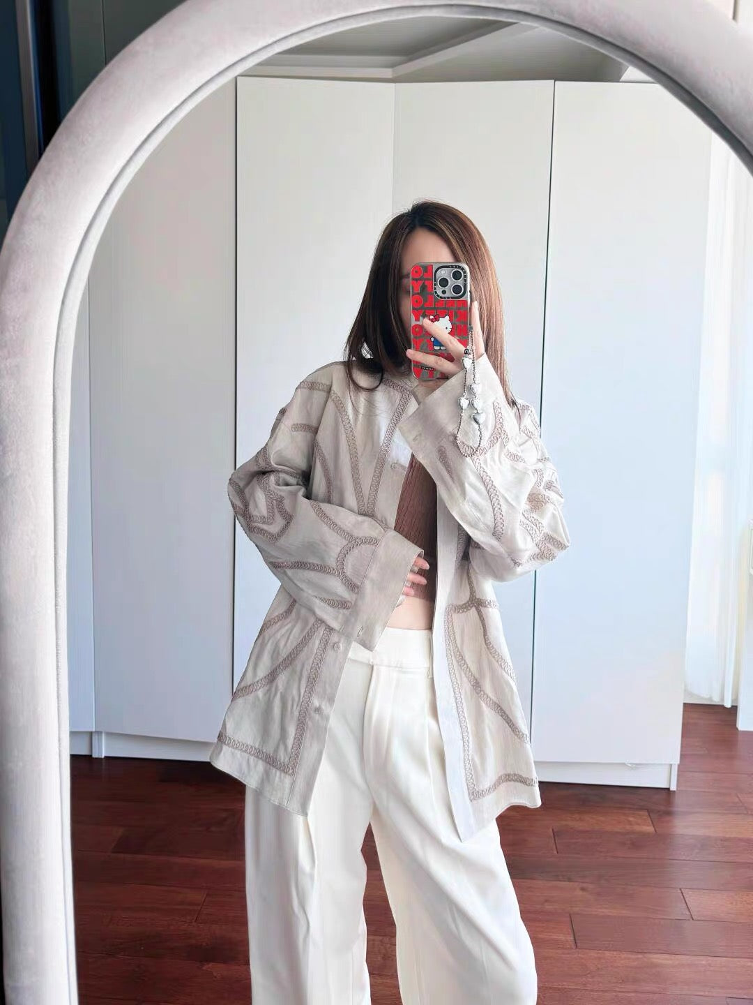 Corded Embroidery Stand Collar Shirt / コード刺繍スタンドカラーシャツ