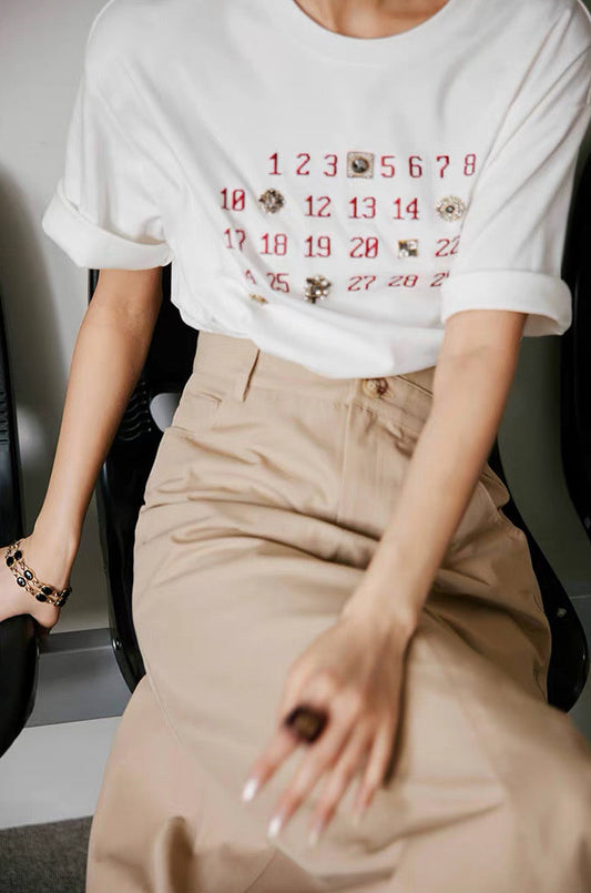 Calendar Motif T-Shirt