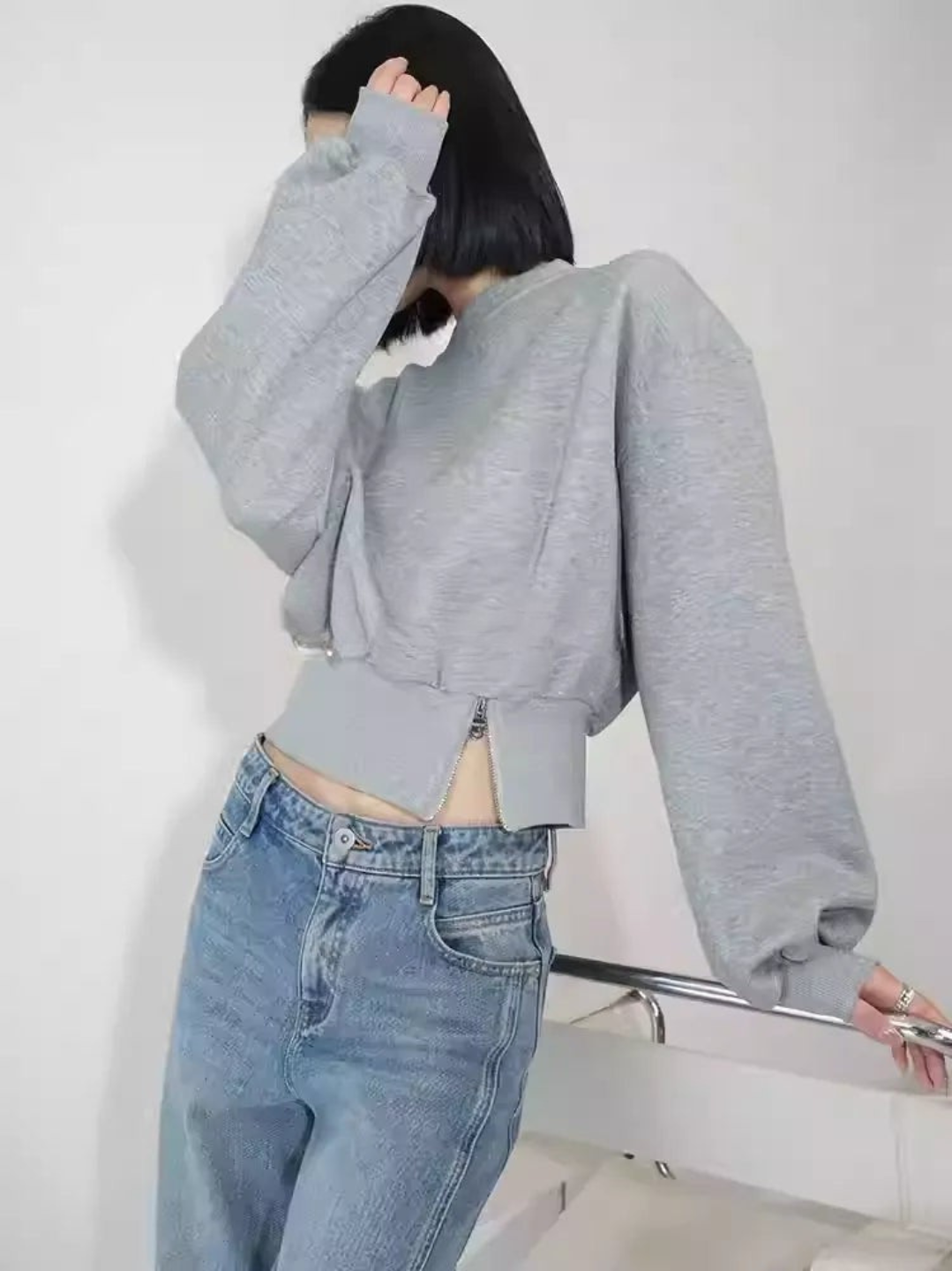 Zip Hem Sweat Top