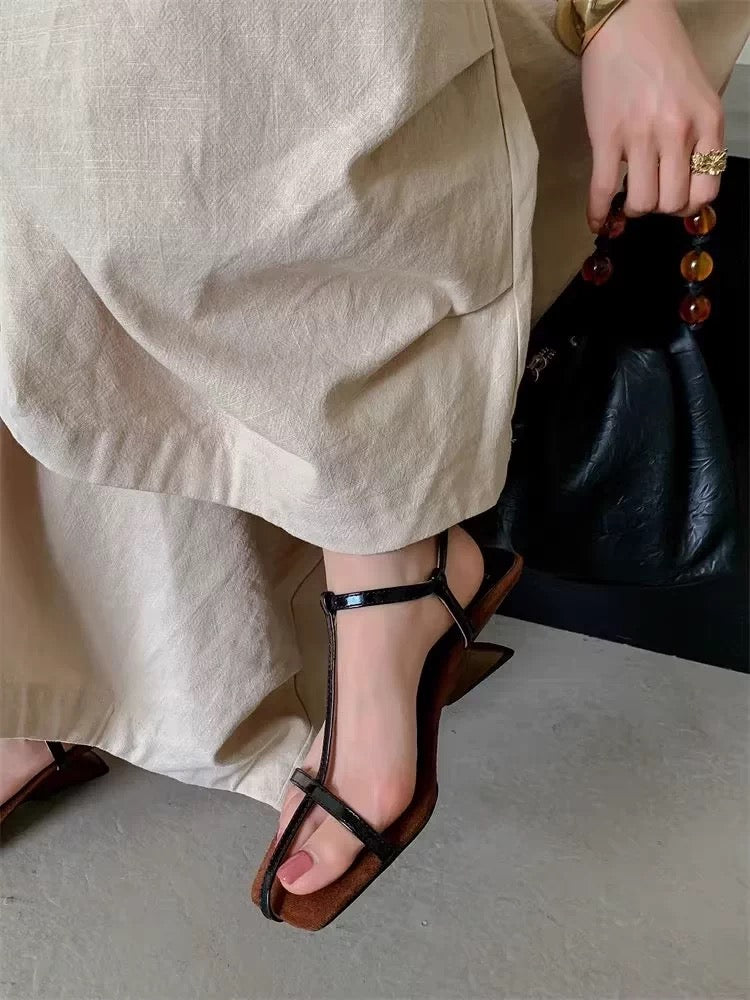 T-Strap Minimal Heel Sandals