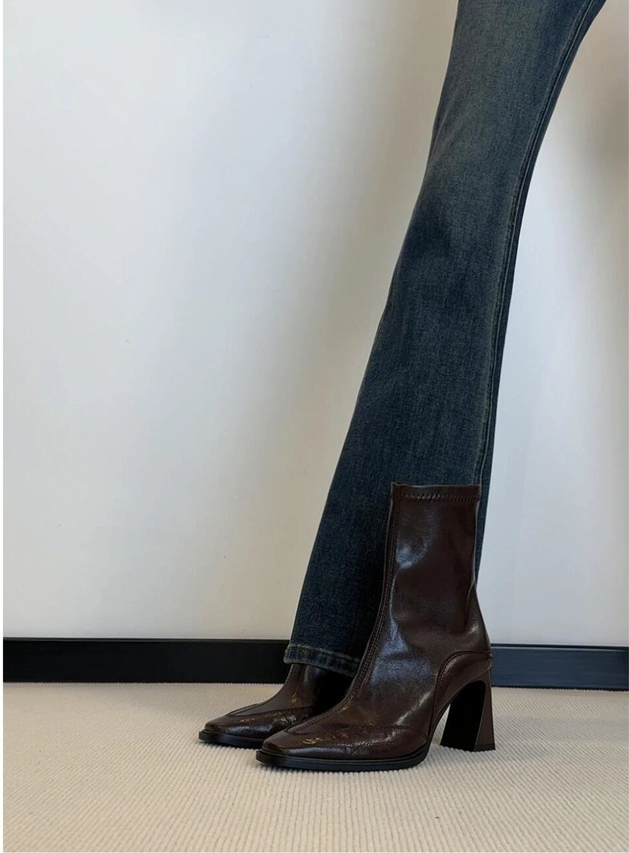 Square Toe Block Heel Boots / スクエアトゥ ブロックヒールブーツ
