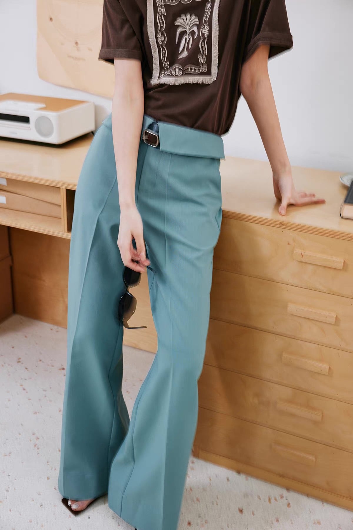 Flap Waist Straight Pants