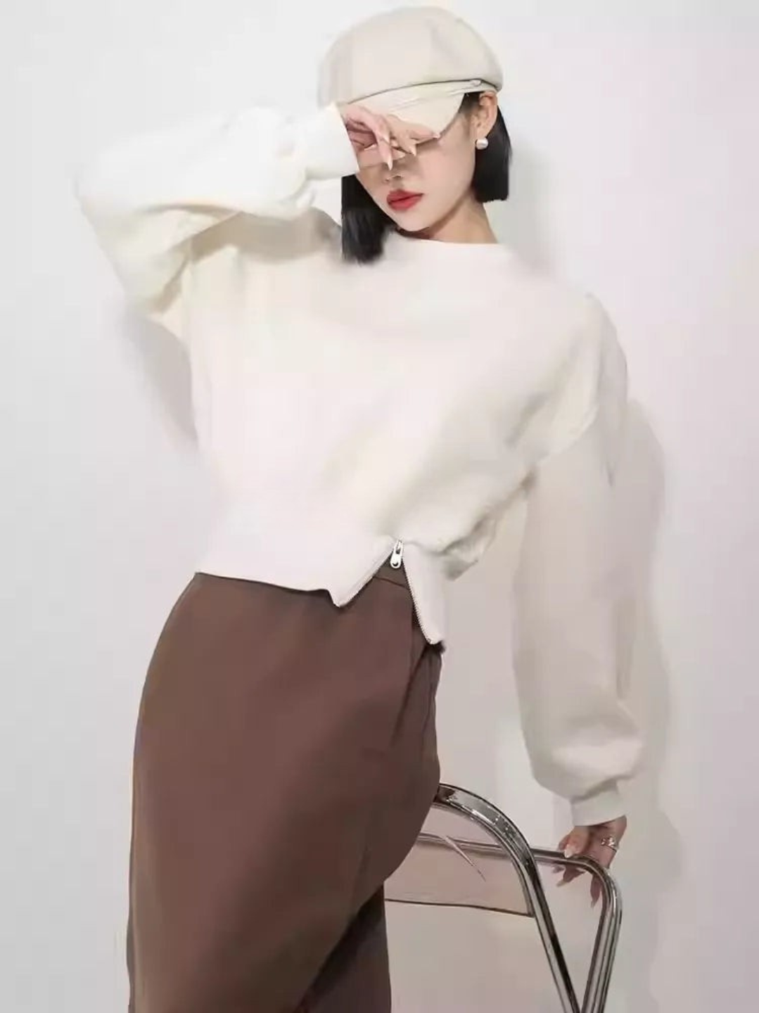 Zip Hem Sweat Top