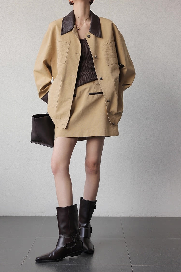 Contrast Collar Utility Jacket