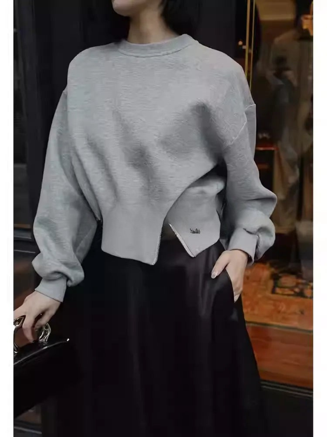 Zip Hem Sweat Top