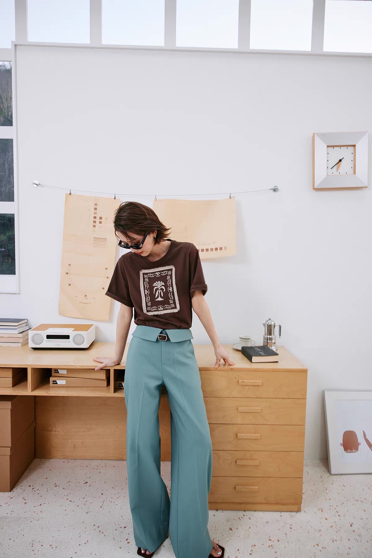 Flap Waist Straight Pants