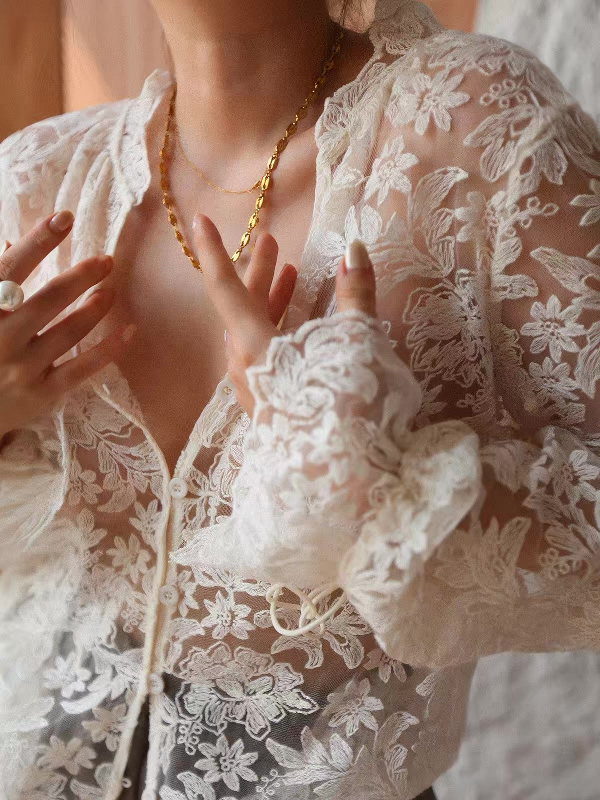 Sheer Lace Layered Blouse
