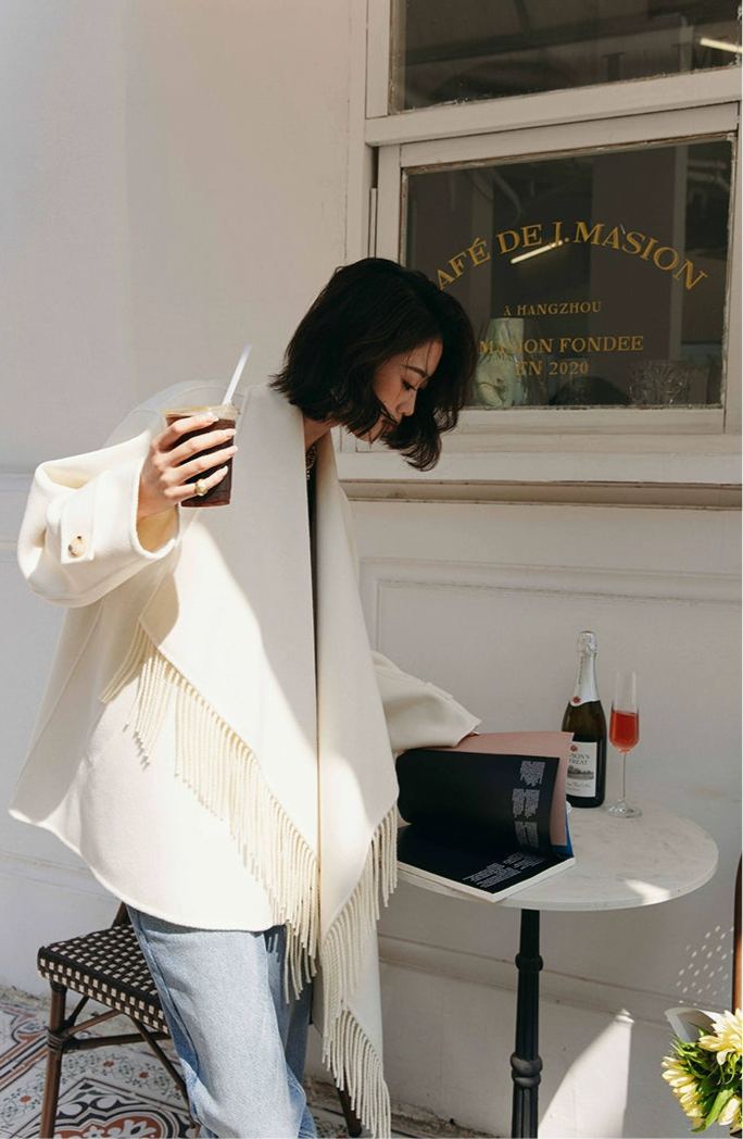 Wool Fringe Shawl Jacket / ウールフリンジショールジャケット