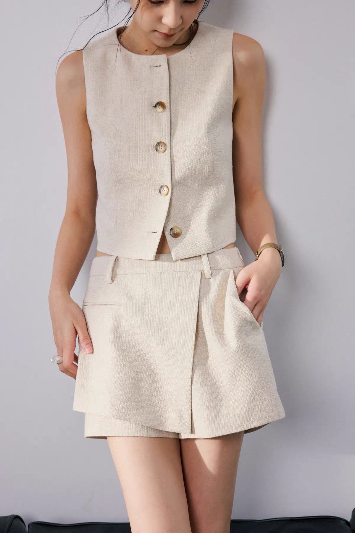 Natural Linen Vest