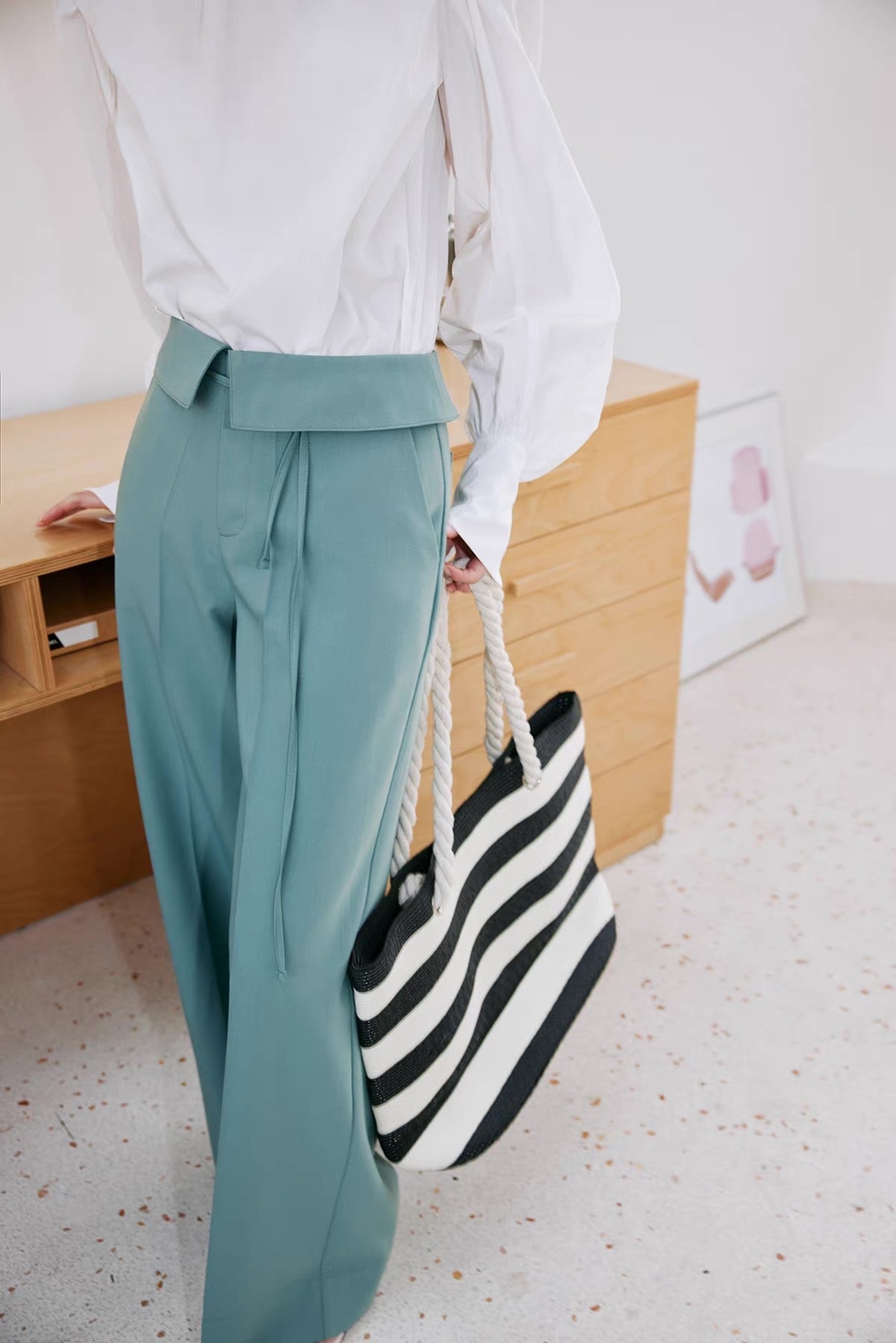 Flap Waist Straight Pants