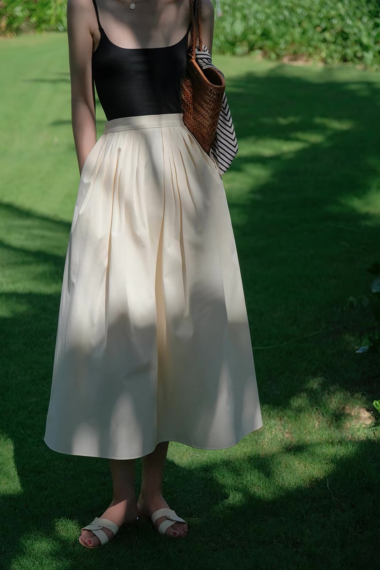 French Volume Midi Skirt