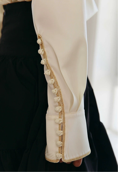 Gold Button Gather Blouse / ゴールドボタンギャザーブラウス